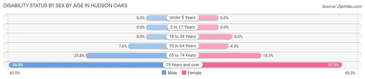 Disability Status by Sex by Age in Hudson Oaks
