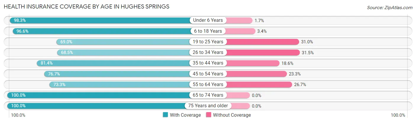 Health Insurance Coverage by Age in Hughes Springs