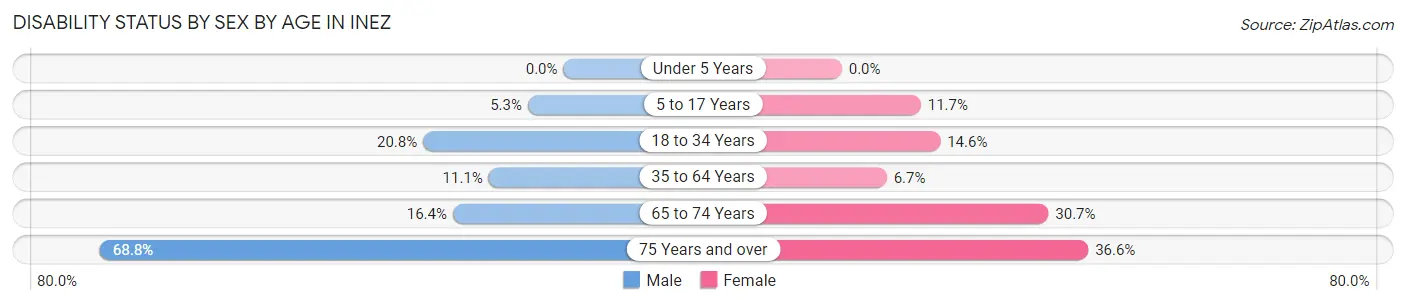 Disability Status by Sex by Age in Inez