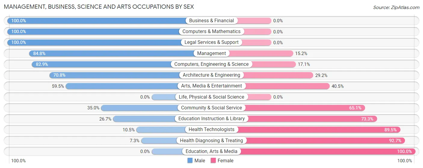 Management, Business, Science and Arts Occupations by Sex in Inez
