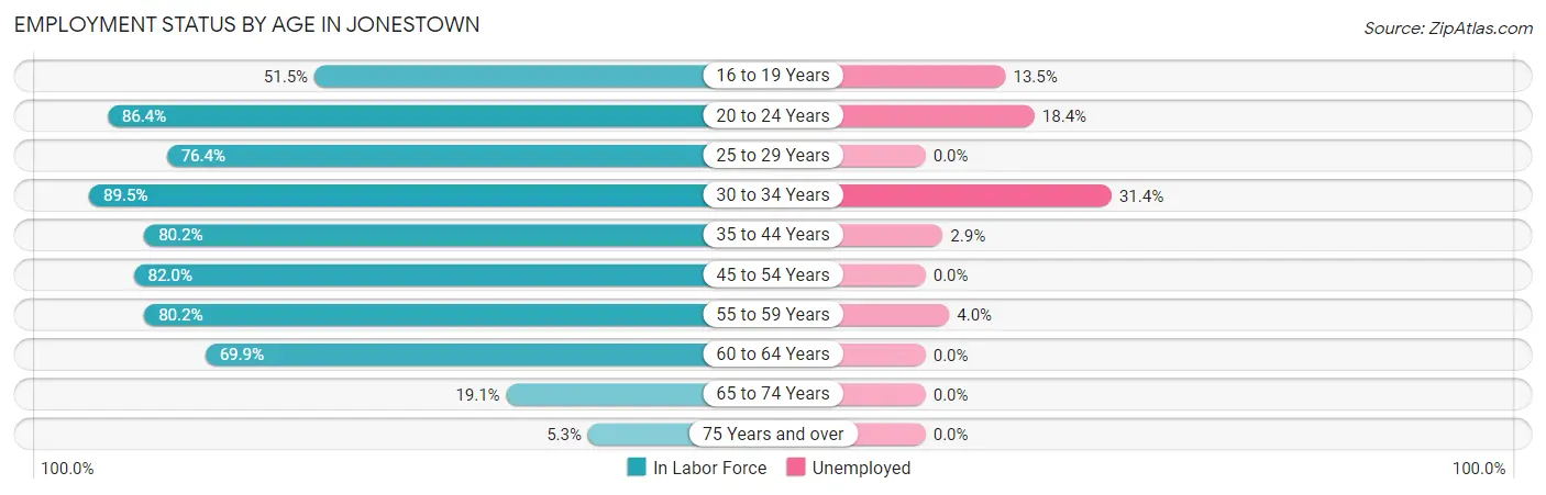 Employment Status by Age in Jonestown