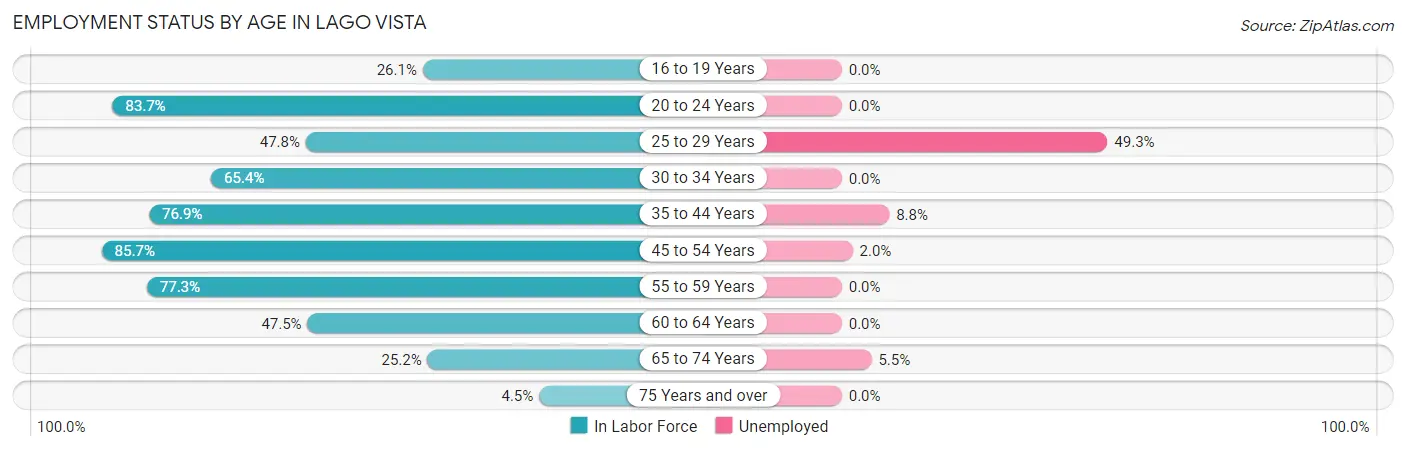 Employment Status by Age in Lago Vista