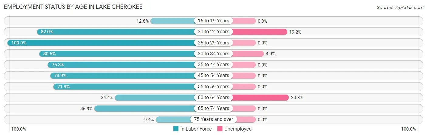 Employment Status by Age in Lake Cherokee
