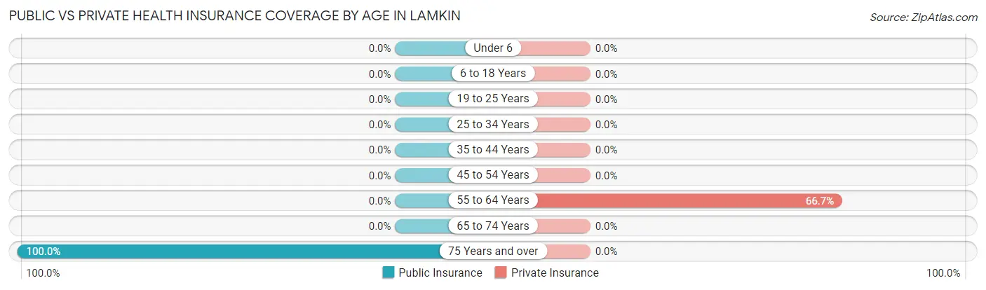 Public vs Private Health Insurance Coverage by Age in Lamkin