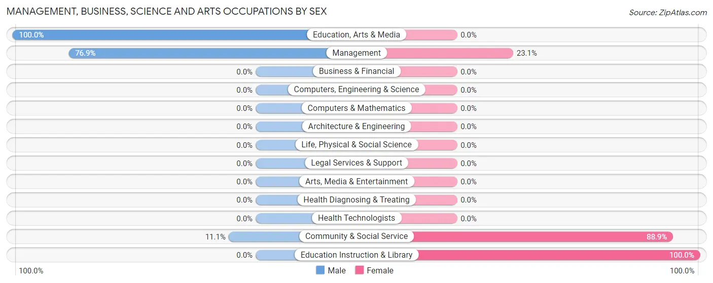 Management, Business, Science and Arts Occupations by Sex in Latexo