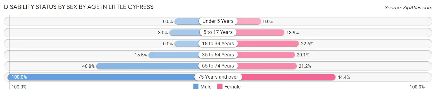 Disability Status by Sex by Age in Little Cypress