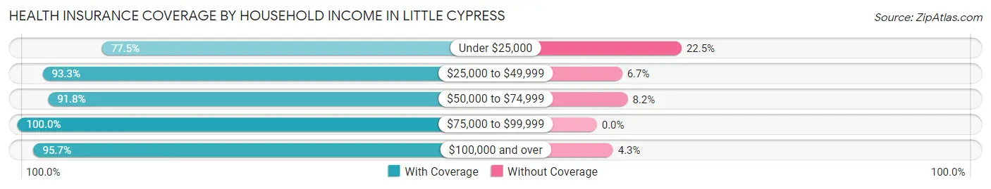 Health Insurance Coverage by Household Income in Little Cypress