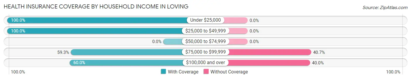 Health Insurance Coverage by Household Income in Loving