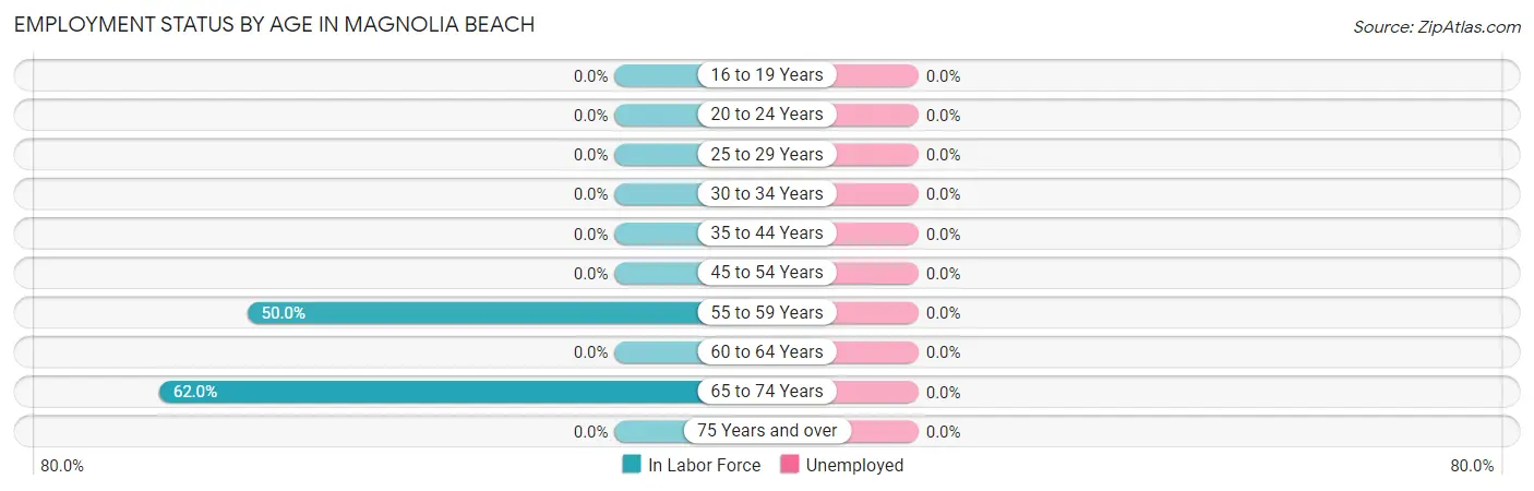 Employment Status by Age in Magnolia Beach