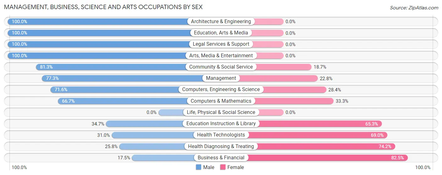 Management, Business, Science and Arts Occupations by Sex in Manchaca