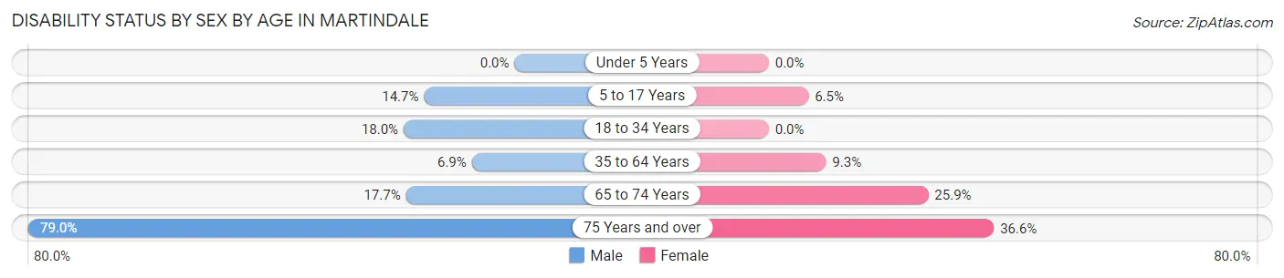 Disability Status by Sex by Age in Martindale