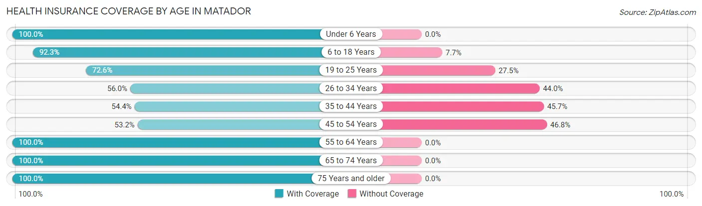 Health Insurance Coverage by Age in Matador