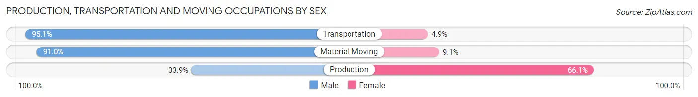 Production, Transportation and Moving Occupations by Sex in Mercedes