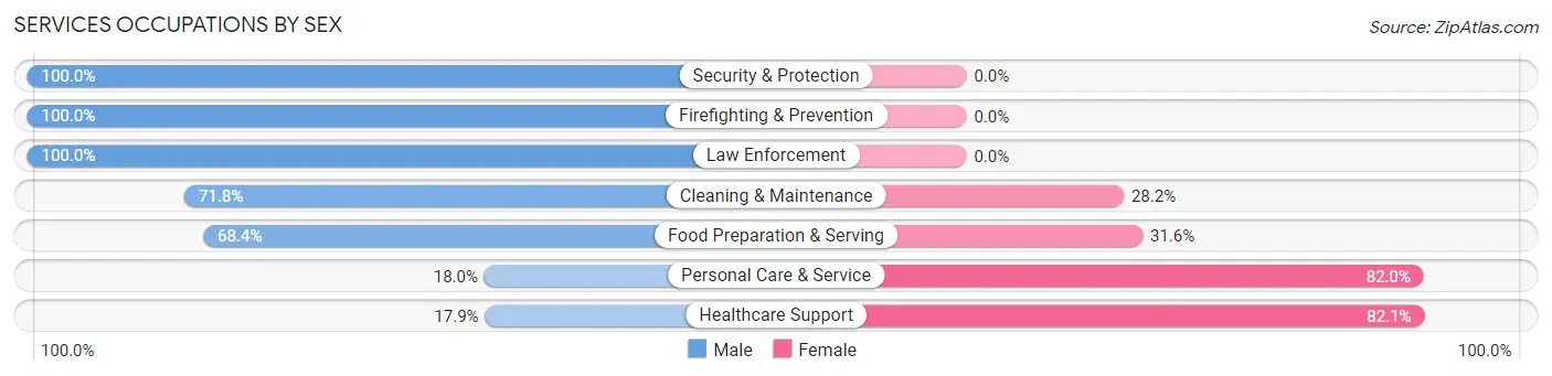 Services Occupations by Sex in Mercedes
