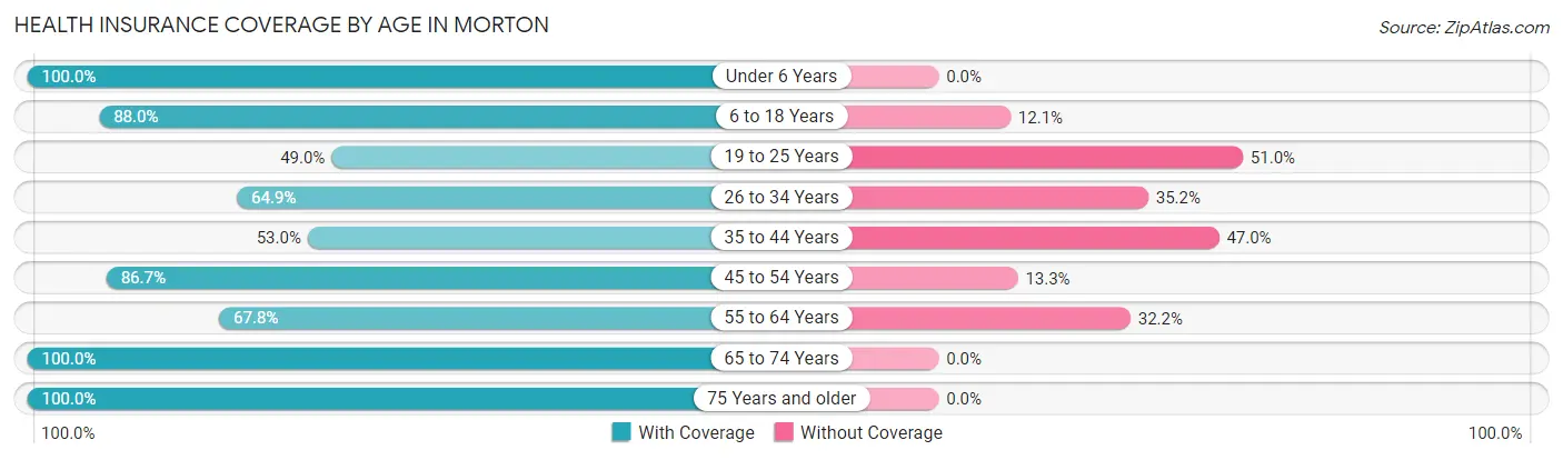 Health Insurance Coverage by Age in Morton