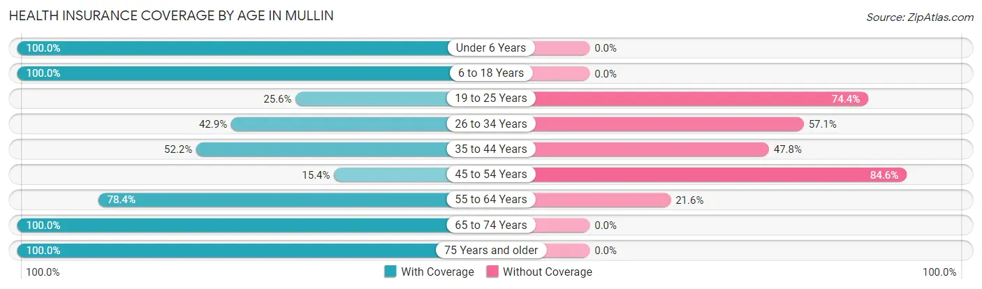 Health Insurance Coverage by Age in Mullin