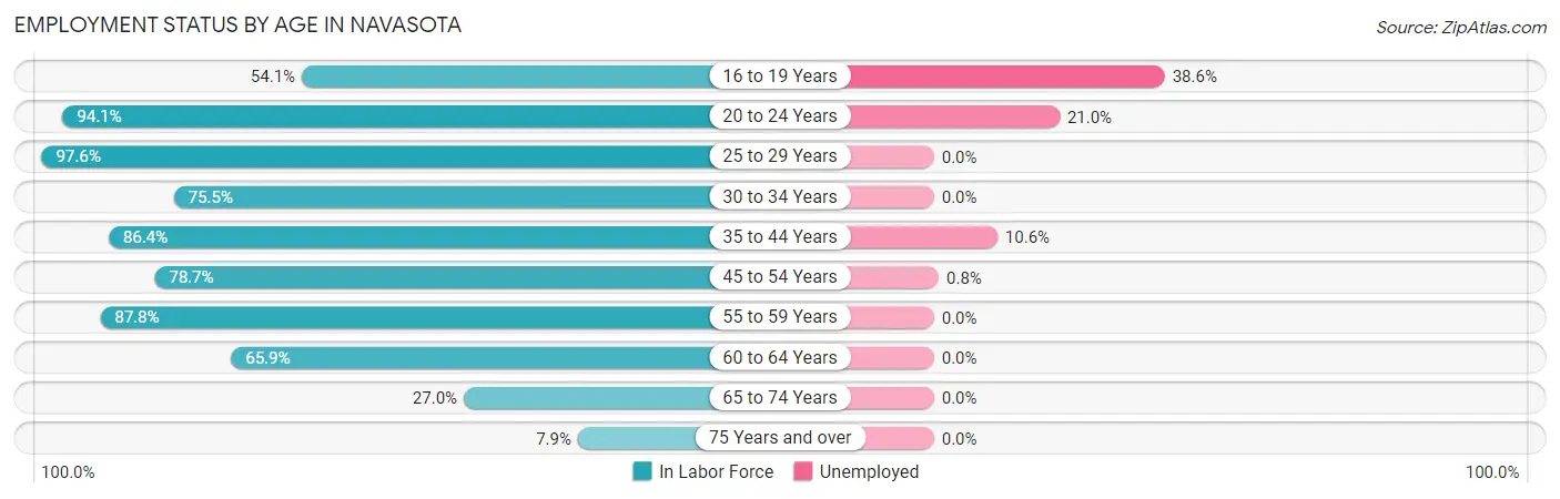 Employment Status by Age in Navasota
