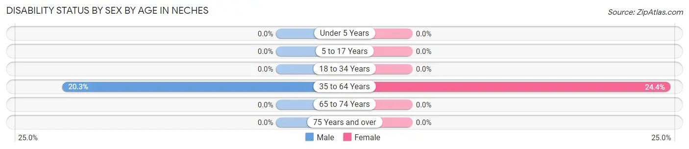 Disability Status by Sex by Age in Neches