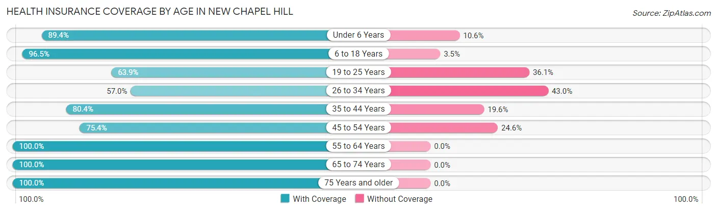 Health Insurance Coverage by Age in New Chapel Hill