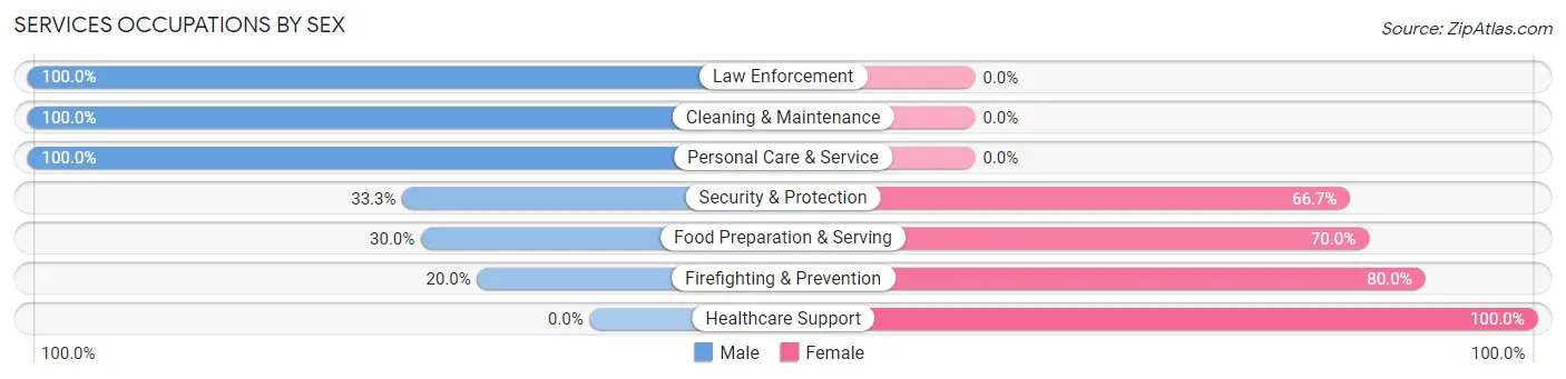 Services Occupations by Sex in New London