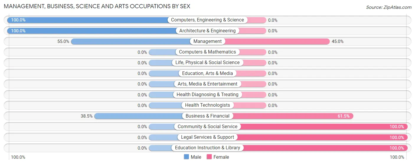 Management, Business, Science and Arts Occupations by Sex in Nome