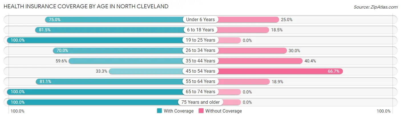 Health Insurance Coverage by Age in North Cleveland
