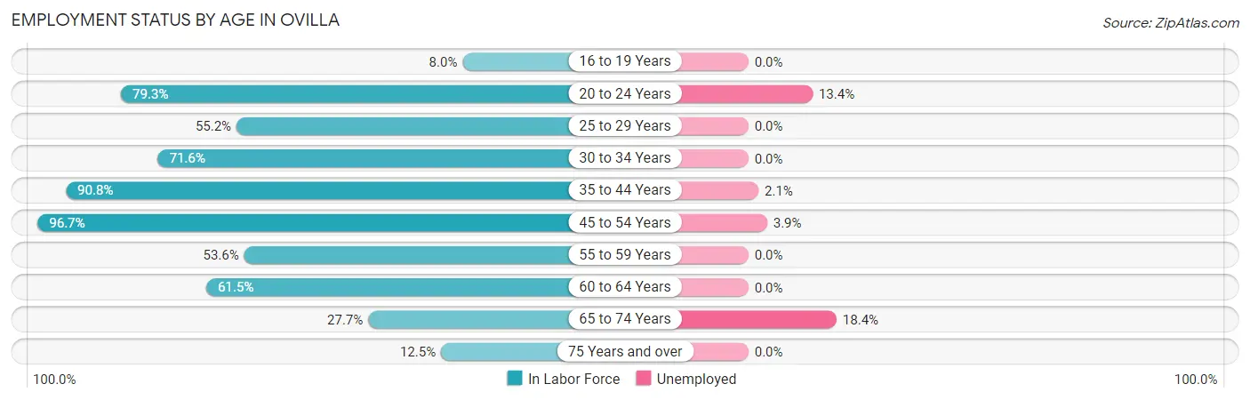 Employment Status by Age in Ovilla