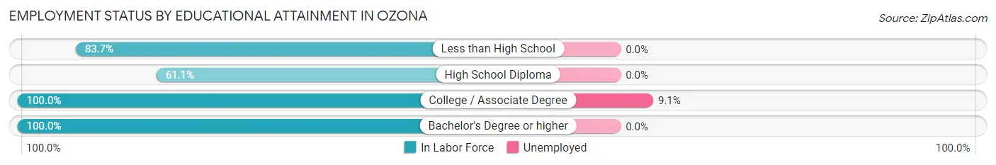Employment Status by Educational Attainment in Ozona