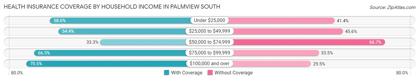 Health Insurance Coverage by Household Income in Palmview South