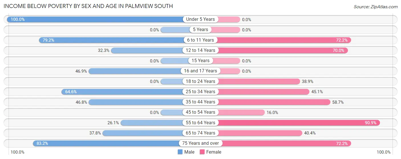 Income Below Poverty by Sex and Age in Palmview South