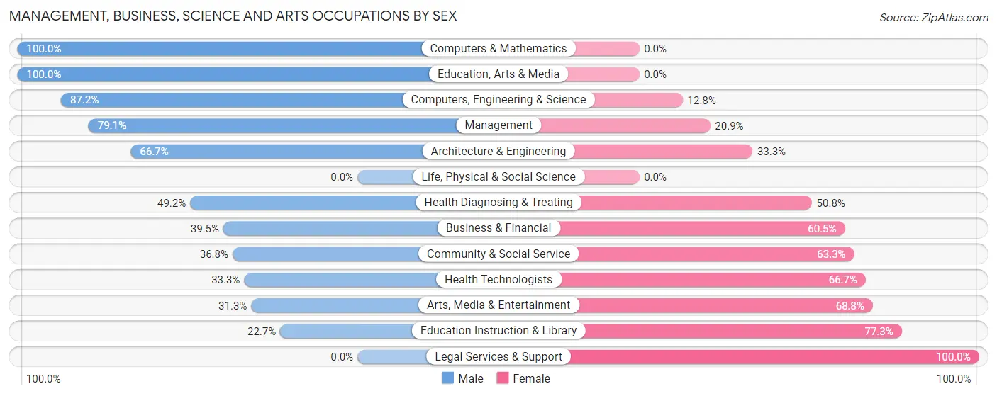 Management, Business, Science and Arts Occupations by Sex in Panorama Village
