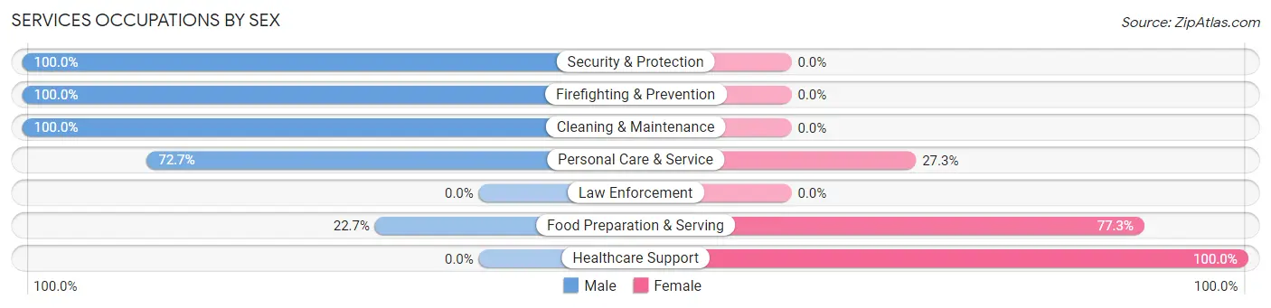 Services Occupations by Sex in Pantego