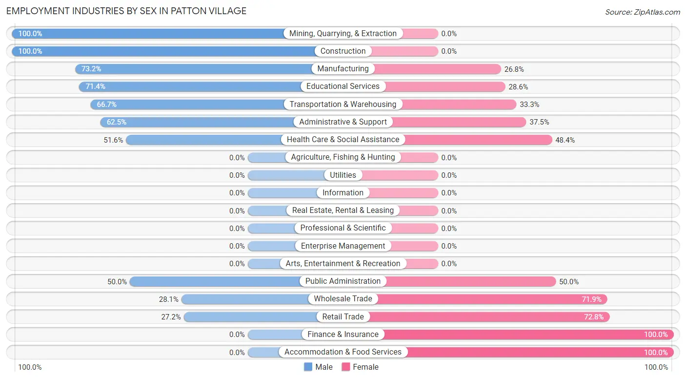 Employment Industries by Sex in Patton Village