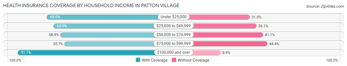 Health Insurance Coverage by Household Income in Patton Village