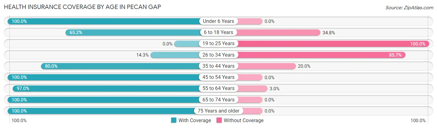 Health Insurance Coverage by Age in Pecan Gap