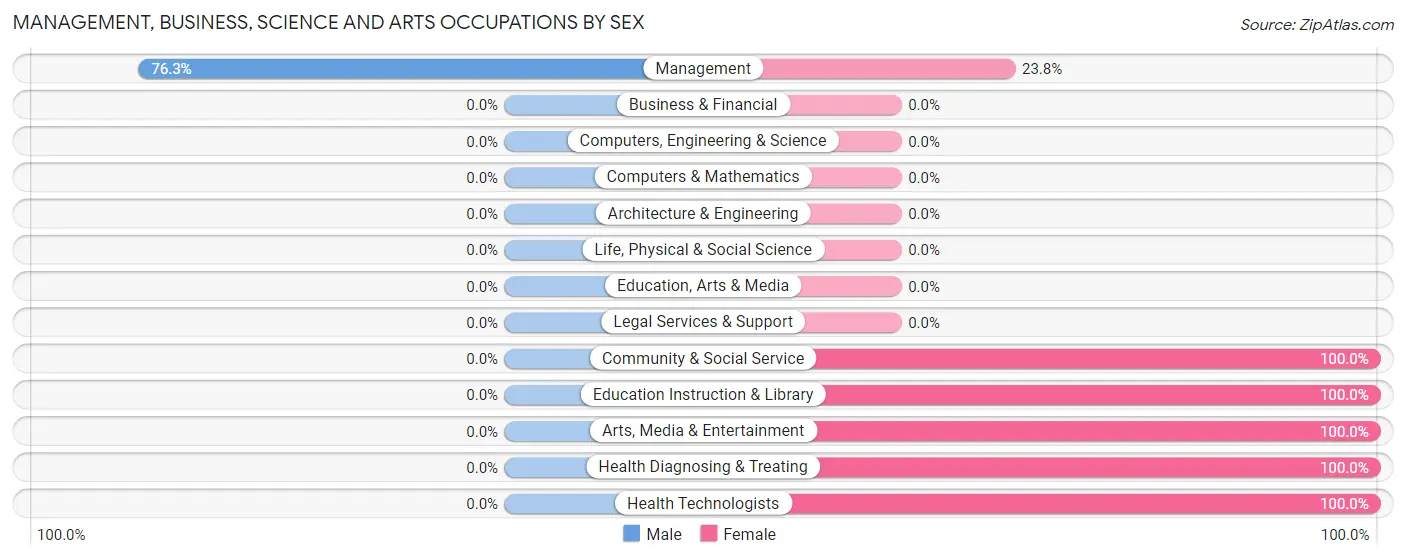Management, Business, Science and Arts Occupations by Sex in Penitas