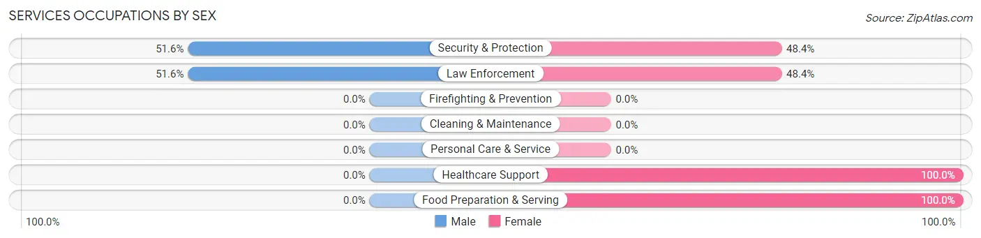Services Occupations by Sex in Perezville