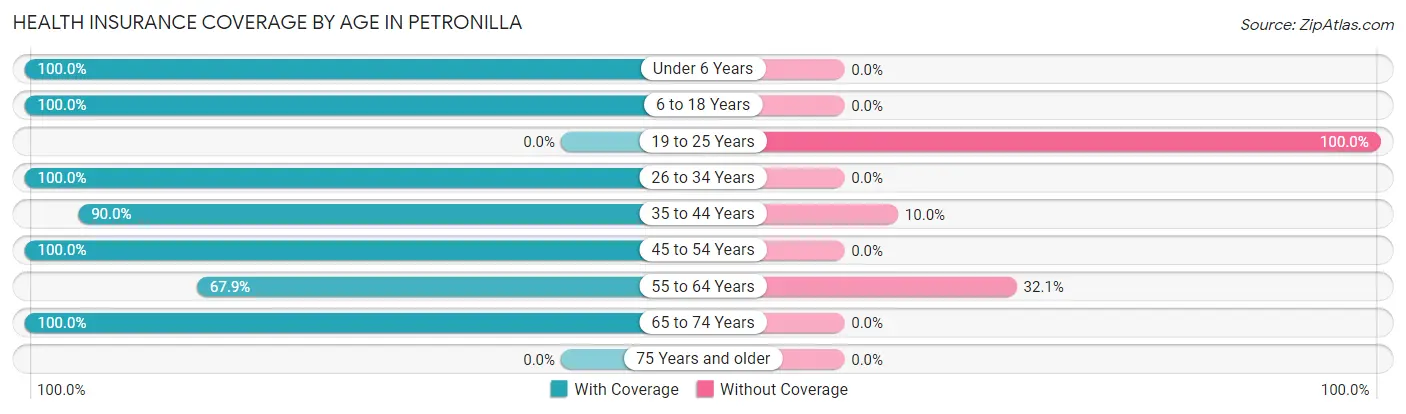 Health Insurance Coverage by Age in Petronilla