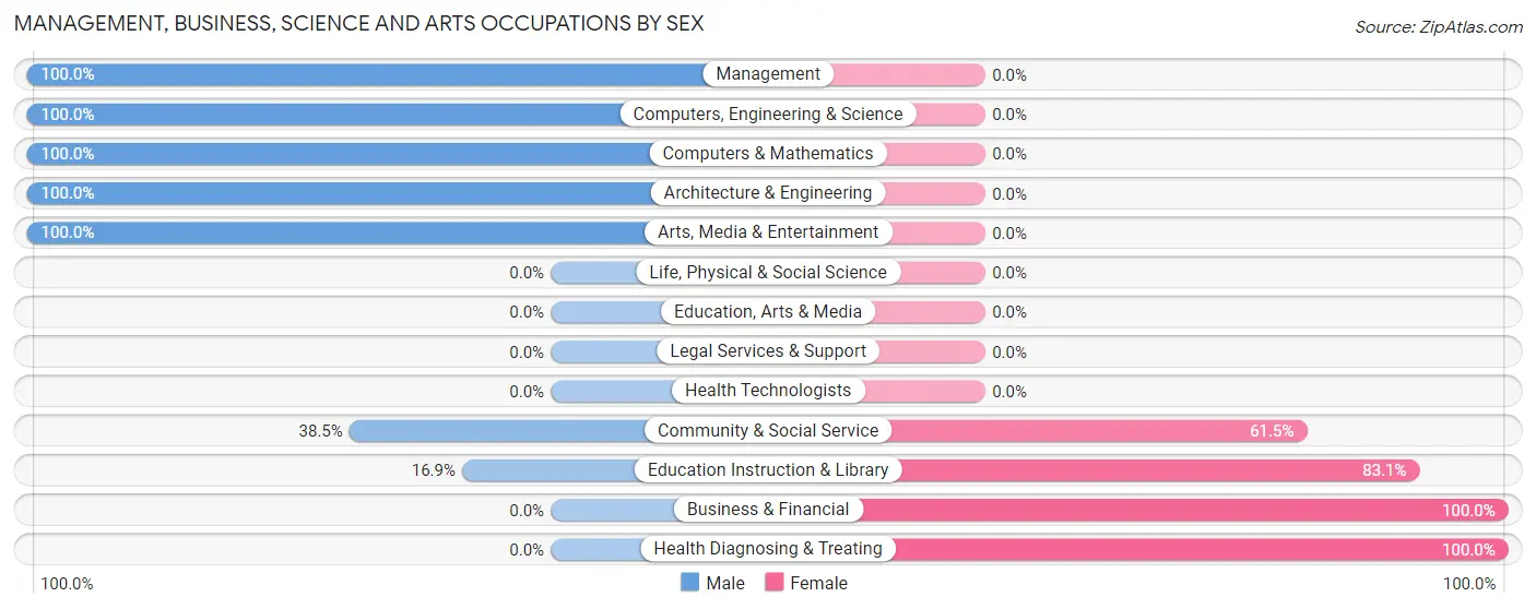 Management, Business, Science and Arts Occupations by Sex in Pilot Point