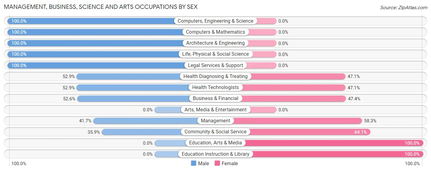 Management, Business, Science and Arts Occupations by Sex in Pine Island