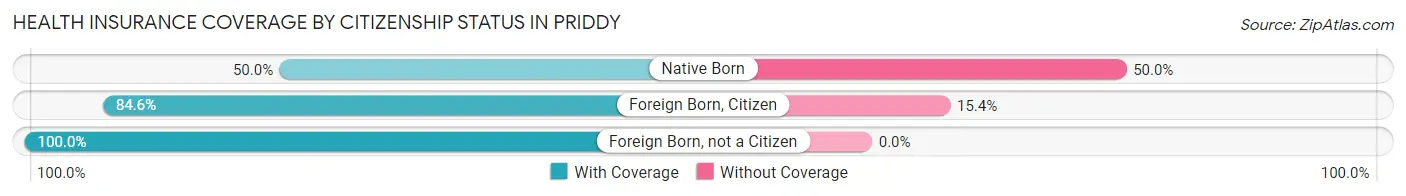 Health Insurance Coverage by Citizenship Status in Priddy