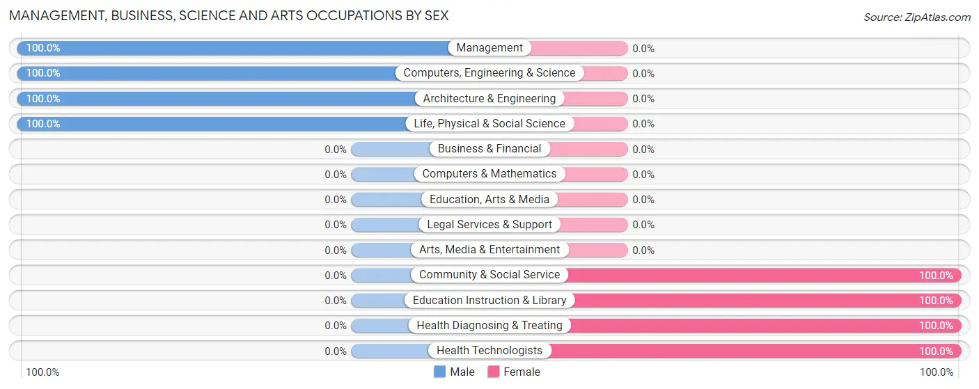 Management, Business, Science and Arts Occupations by Sex in Pueblo Nuevo