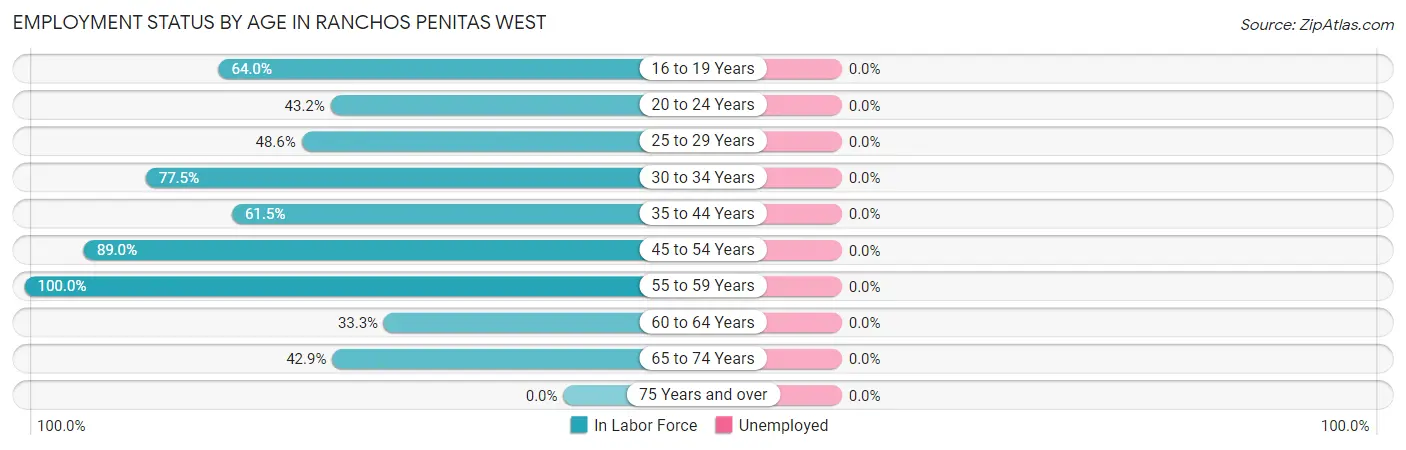 Employment Status by Age in Ranchos Penitas West