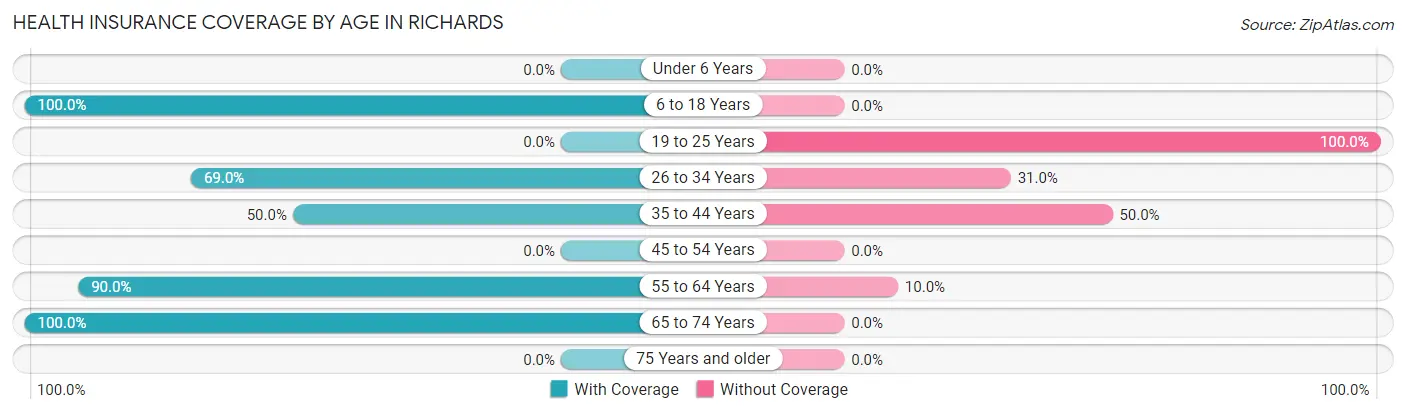 Health Insurance Coverage by Age in Richards