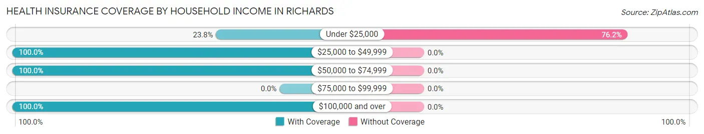 Health Insurance Coverage by Household Income in Richards