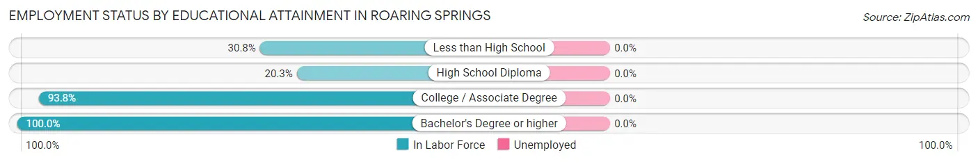 Employment Status by Educational Attainment in Roaring Springs
