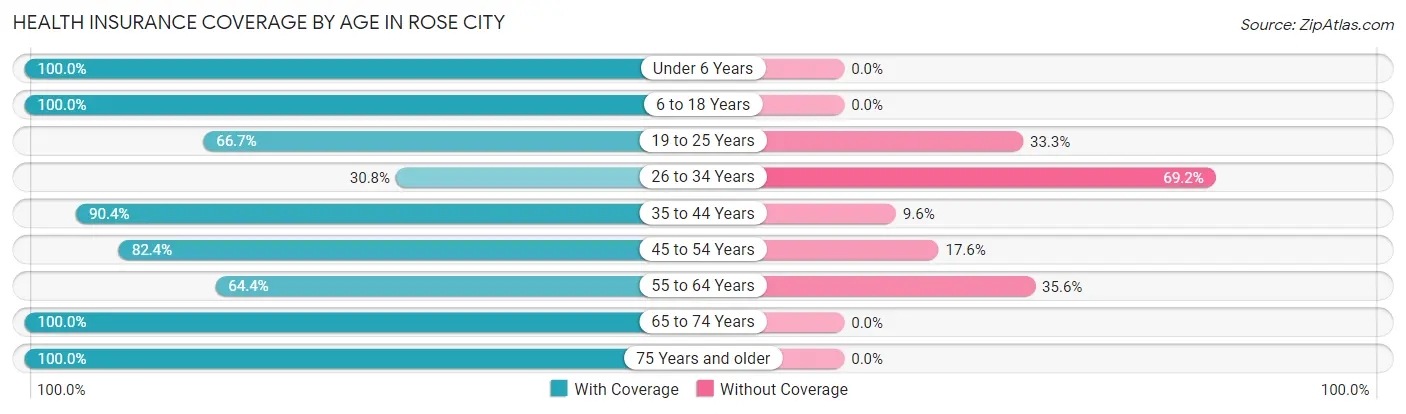 Health Insurance Coverage by Age in Rose City