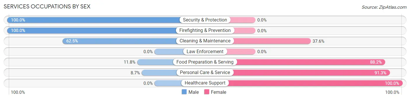 Services Occupations by Sex in Rosita
