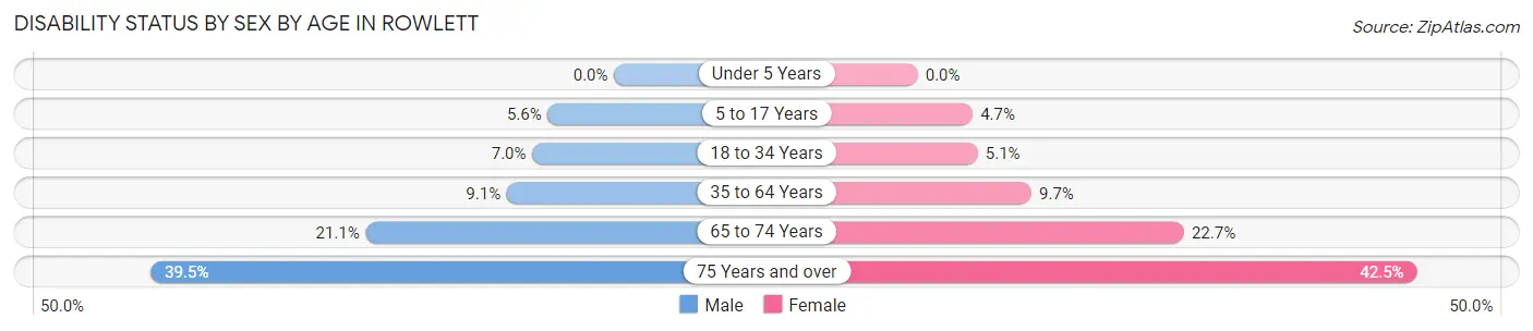 Disability Status by Sex by Age in Rowlett
