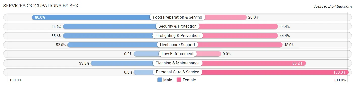 Services Occupations by Sex in San Elizario
